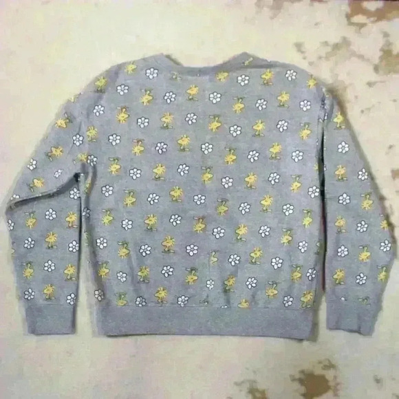 PEANUTS Woodstock Flowers Graphic Print Long Sleeve Crew Neck Sweatshirt Women M - Picture 7 of 8